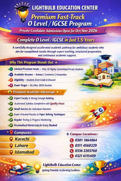 Fast Track O Level / IGCSE – 1.5 Years