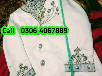 Dulha sharwani in cream color new, clock, watch, bag