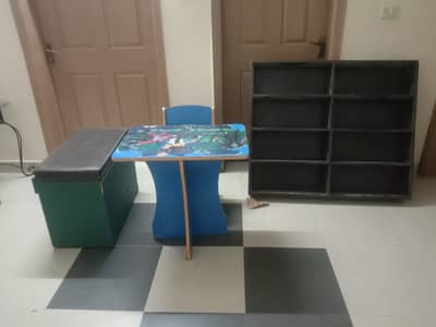 Shelve. . kids table chair and stool