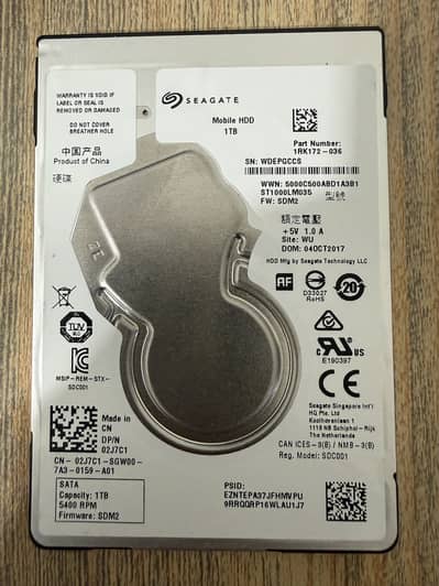 1TB Laptop HardDrive - Pulled from the New Machine to Replace SSD