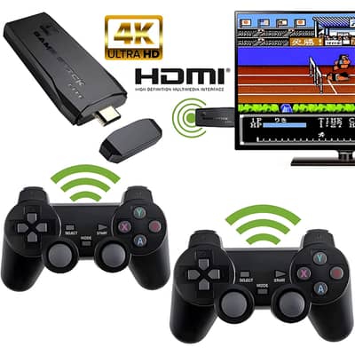 M8 HDMI Game Stick Lite Console – 64GB, 2.4G Wireless Controllers, 4K,
