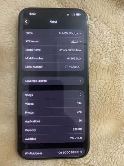 iPhone 16pro max 256gb