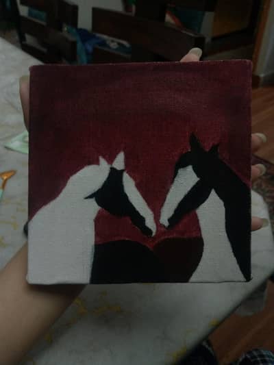 8×8 2 Horses Acrylic Painting