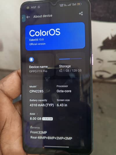 F 19 pro for sale 8/128 read description must onlyWhatsapp 03064931331