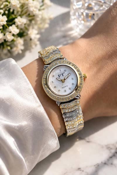 Dual-Tone Aura Crystal Quartz Watch