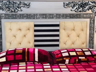 Luxury king Size Bed Set with Designer Headboard & Side Tables