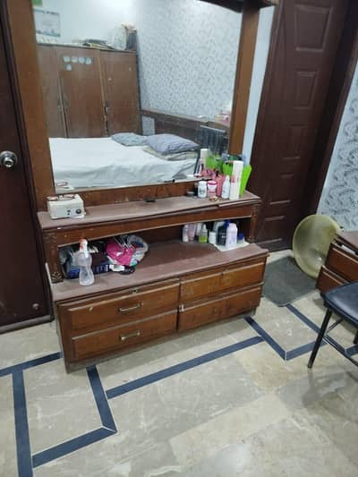 bed dressing table and side table and almari