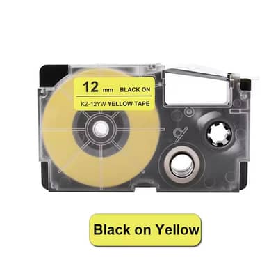 12mm 9mm Casio label tape ink  toner yellow on black