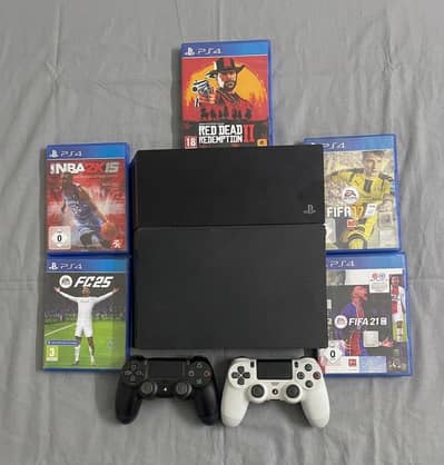 PS4 Fat 1TB | German Import | 3 Controllers | FC 25 + RDR2 + 5 Games