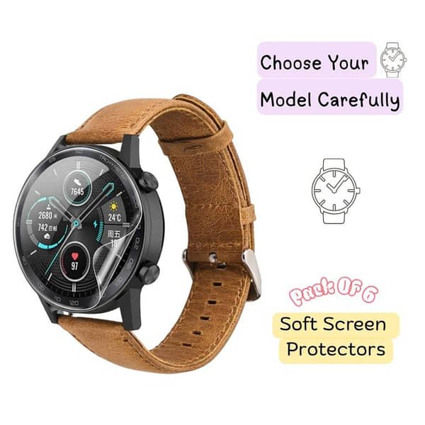 Pack of 6 – Honor Watch Magic / Watch Magic 2 42mm / Watch Magic 2 46mm Hydrogel Screen Protectors – Soft Screen Protector | HD Clear | Self-Healing | Full Coverage Protection | Honor Watch Magic Screen Protector