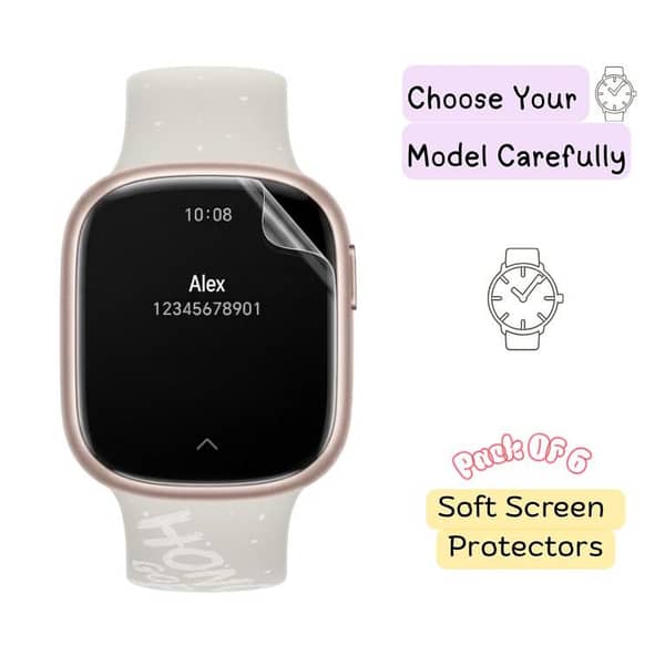 Pack of 6 – Honor Watch 5 / Watch 4 Pro / Watch 4 Hydrogel Screen Protectors – Soft Screen Protector | HD Clear | Self-Healing | Full Coverage Protection | Honor Watch Screen Protector