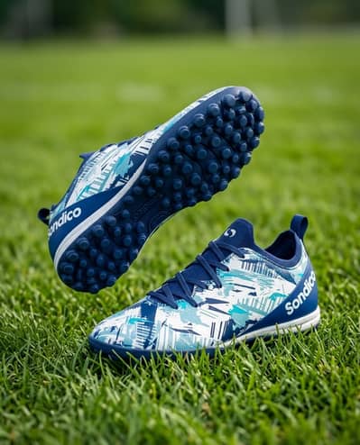 Sondico Kids' Blaze Firm Ground Football Boots (Blue/White)