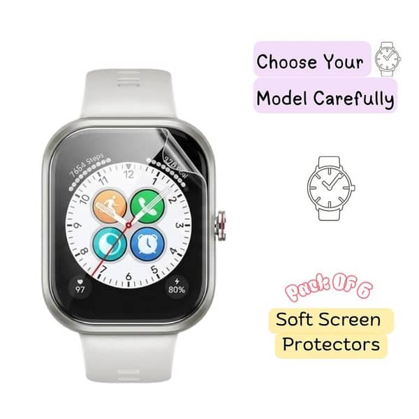 Pack of 6 – Honor Choice Watch / Choice Watch 2i Hydrogel Screen Protectors – Soft Screen Protector | HD Clear | Self-Healing | Full Coverage Protection | Honor Choice Watch Screen Protector