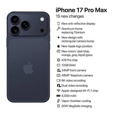 256 GB iphone 17 pro max box pack new phone  non used