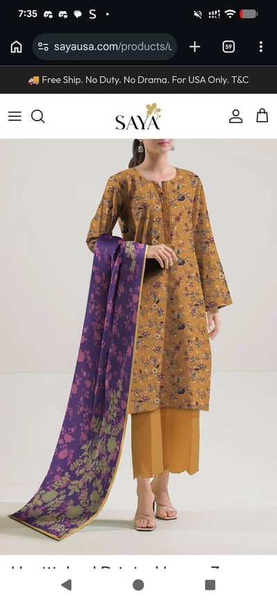 Saya 3 Piece Lawn Suit (Mustard)