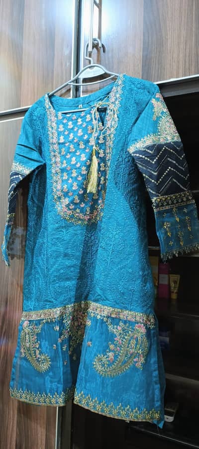  Party Wear Ferozi Dress – Excellent Condition