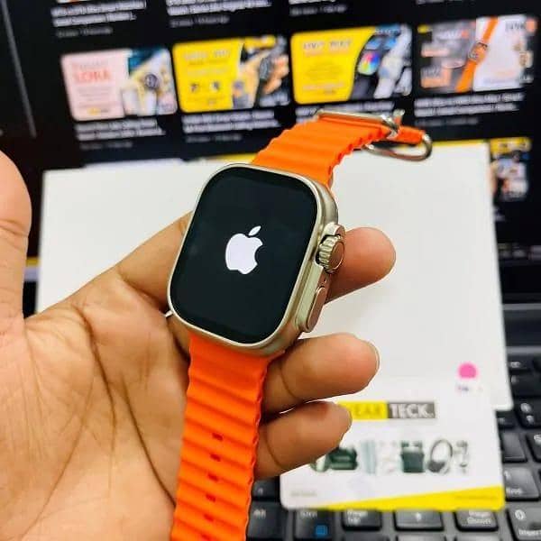 Apple Logo VARIENT Original 49mm AMOLED Display Smart Watch with Vibrant Orange smart watch Ocean Band smartwatch Titanium Finish SMART WATCH