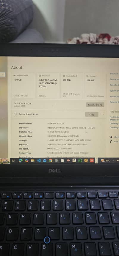 Dell Latitude 5490 | Core i5-8th Gen | 16GB RAM | 256GB SSD |Excellent