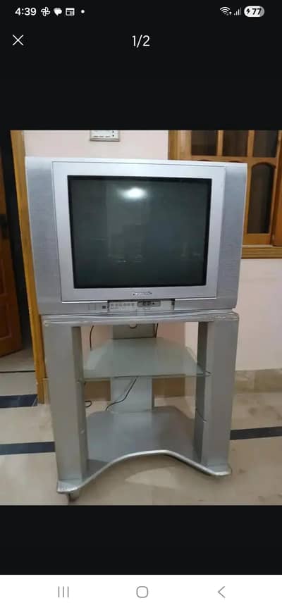 20 inch Panasonic TV with trolly.