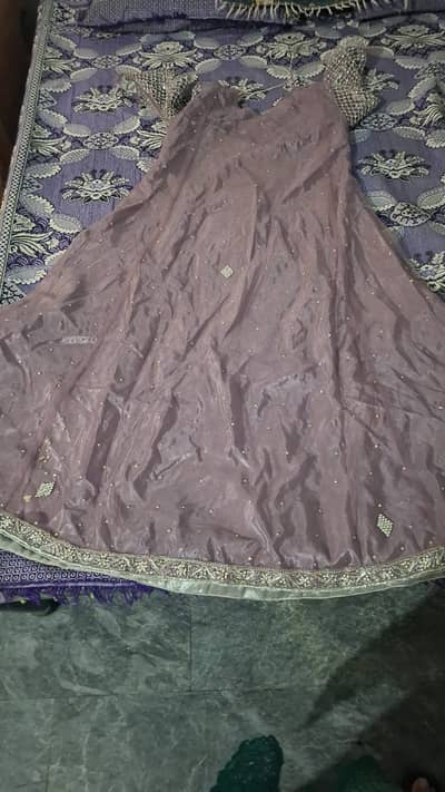 Luxury Silver Grey Embroidered Fancy Frock with Dupatta – Almost New
