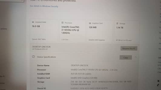 HP ProBook 450 G7 ci7 10th gen