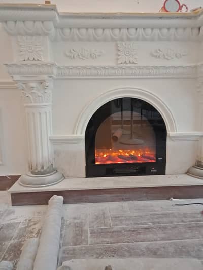 unique electric and gas fireplace.