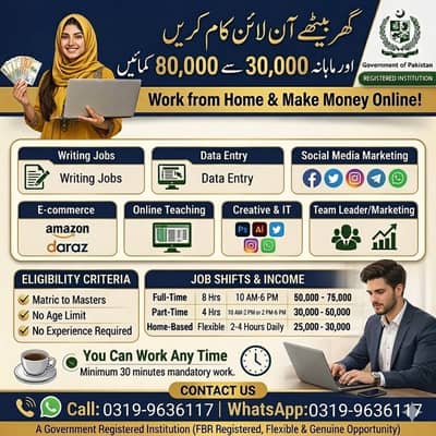 Part time|Full time| |Home Based Work|For Male & Female| Online Jobs