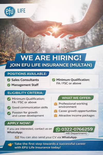 Build Your Future with EFU Life – Hiring Sales Consultants & Managemen