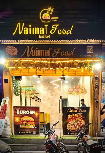 Fast Food Setup with Kitchen Equipment & Furniture