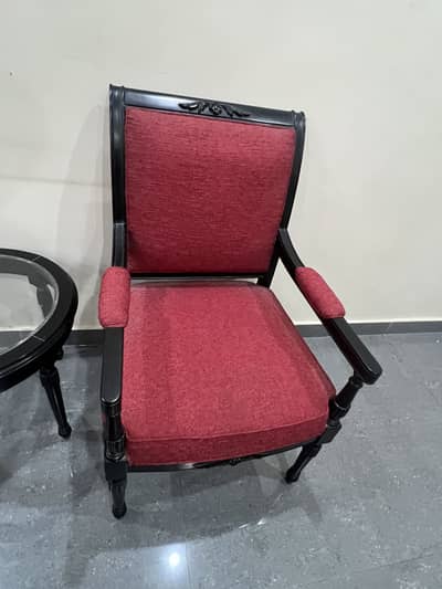 Two chairs with table