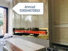 unique electric and gas fireplace.