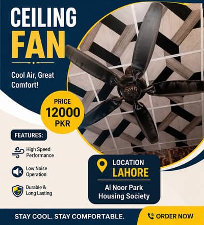 Premium 5-Blade Decorative Ceiling Fan – Excellent Condition