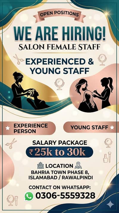 Professional Female Salon Staff – Bahria Town Phase 8
