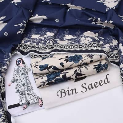 3 piece unstitched  print suits