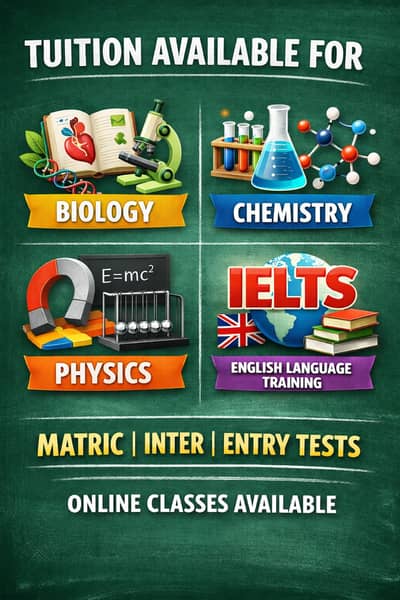 Online Tuition Available – Bio, Chem, Physics & IELTS