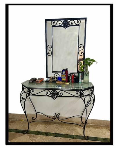 EWrought Iron Console Table with Mirror – Premium Design