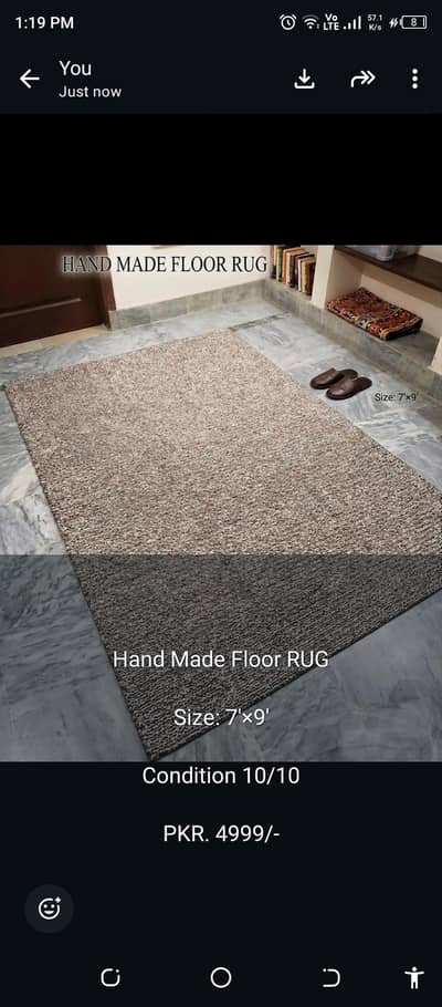Hand made Floor Rug. condition 10/10