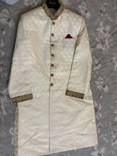 Men wedding Sherwani off white