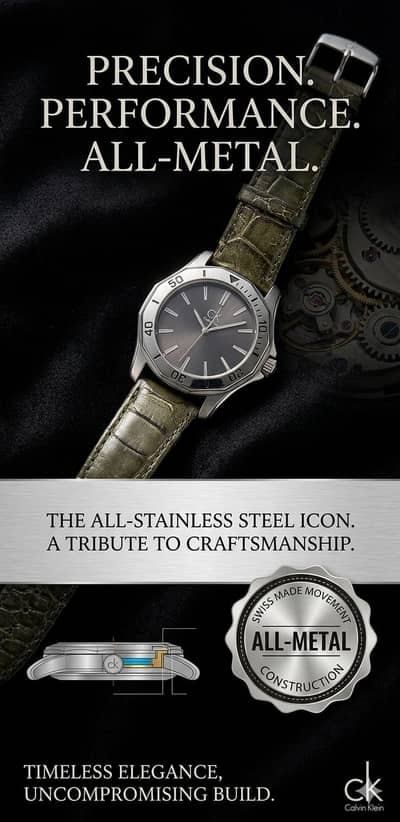 Ck watch full complete metal with rotating dial swiss made Heavy weig