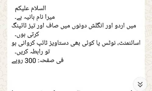 Urdu English typing -Assignment/ page Rs300 only