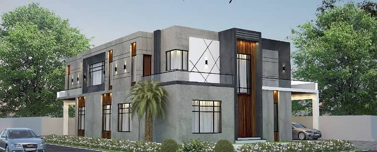 Beautifull Designer Gray Structure Corner House With Basement