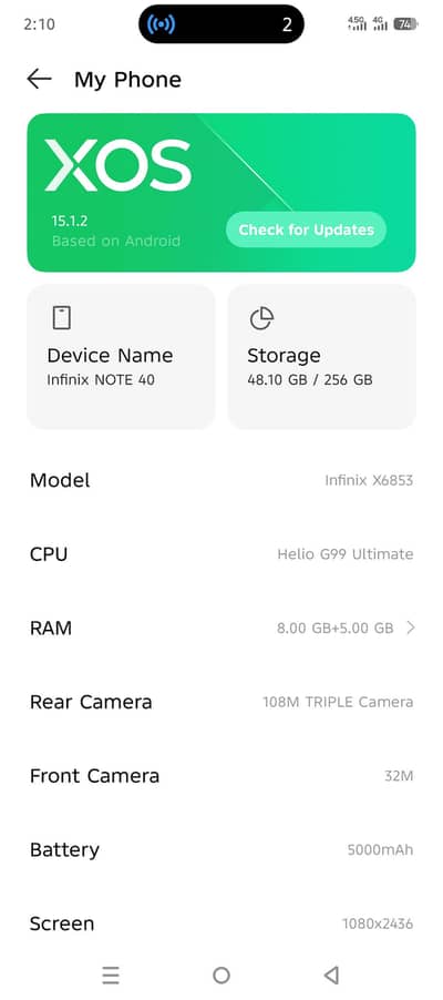 infinix note 40 8+8gb 256gb dual sim official pta approved