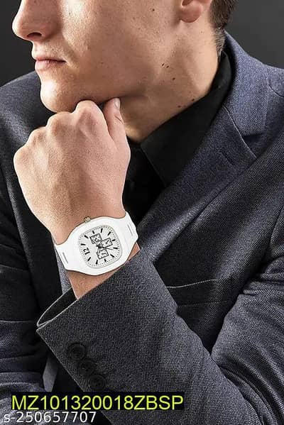 White Silicone Men’s Analogue Watch