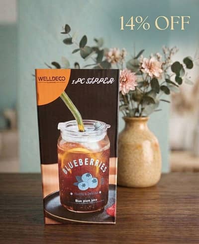 Premium Iced Coffee Glass With Straw Cash on Delivery