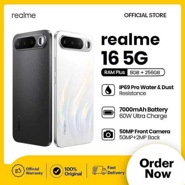 realme 16 5G | 8GB RAM + 256GB ROM