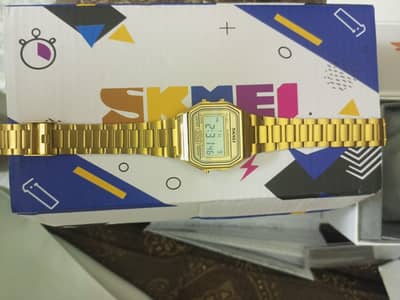 SKMEI WATCH MODEL 1123 COLOR GOLD WITH BOX AND SKMEI WARRANTY CARD