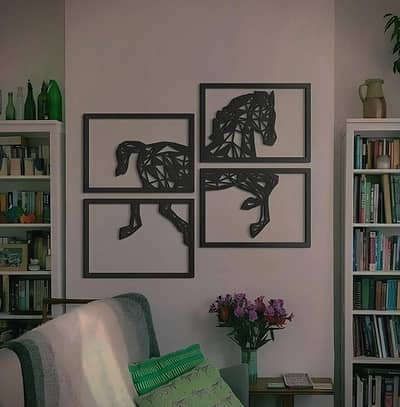 BLACK HORSE WALL ART ( 4 PICS )