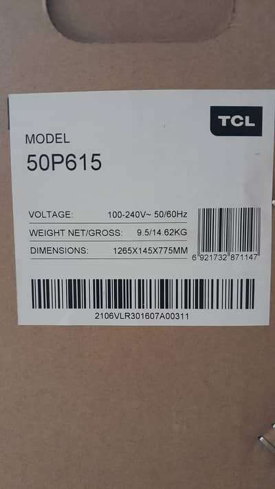TCL 55" 4K UHD Android Smart TV (50P615) - Like New, Only 4 Months Use