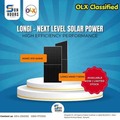 LONGI Hi-MO X10 645W & Hi-MO 7 615W Bifacial A-Grade Panels