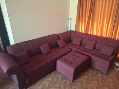 L Shaped 6 Seater Sofa Set with Ottomoan Seat
